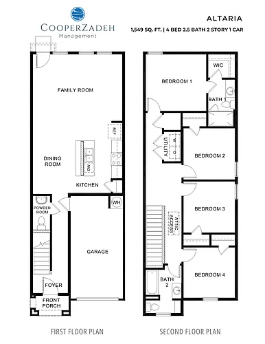 Floor plan 4 Bedrooms and 2.5 bathrooms