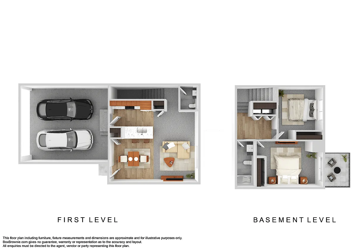 Floor plan Townhome Style 2 Bed 1.5 Bath W/Garage & Walkout P