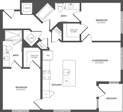 Floor plan 2 Bed/2 Bath-C10