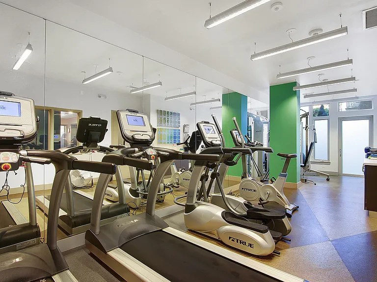 Well equipped fitness center.