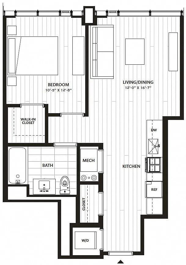 Floor plan 1 Bed/1 Bath-A6