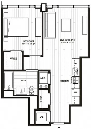 Floor plan 1 Bed/1 Bath-A6