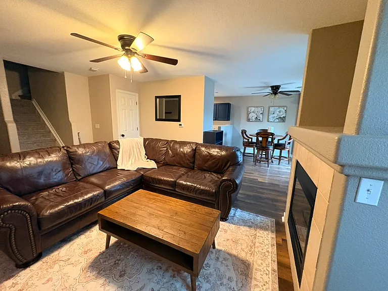 open downstairs floor plan from dining to living room