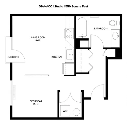 Floor plan Open 1x1 B