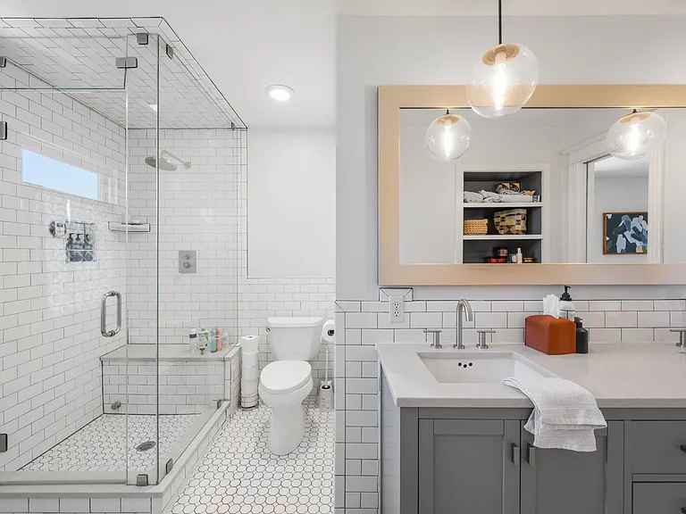 Primary Bathroom with Double Sinks, Soaking Tub and Steam Shower