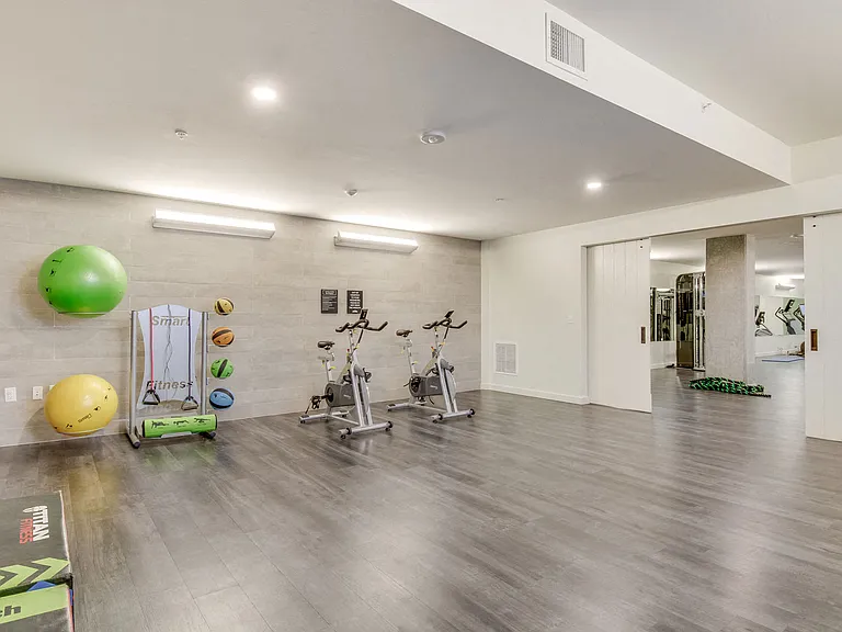 Private yoga room available with on-demand fitness classes