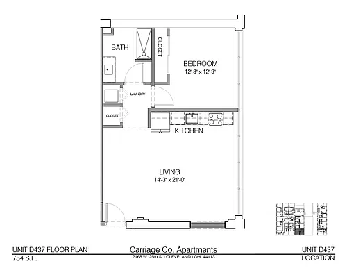 Floor plan c1-754 - 1 bed, 1 bath