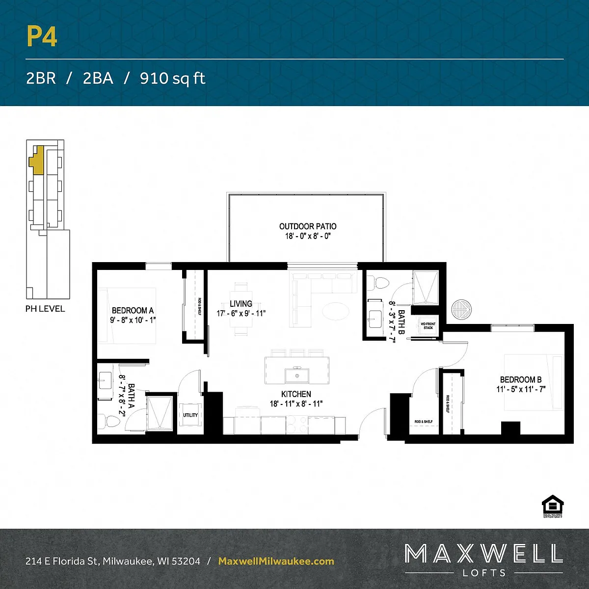 Floor plan Luxury Two Bedroom P4