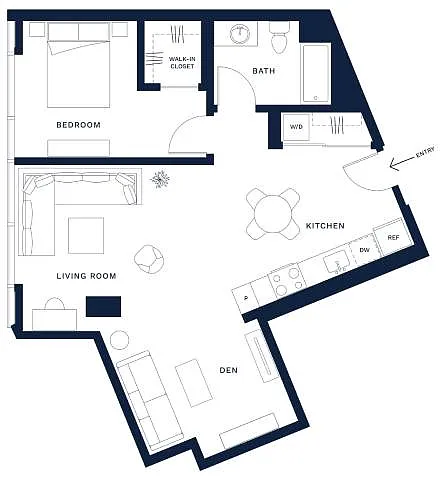 Floor plan 1 Bed/1 Bath-I2