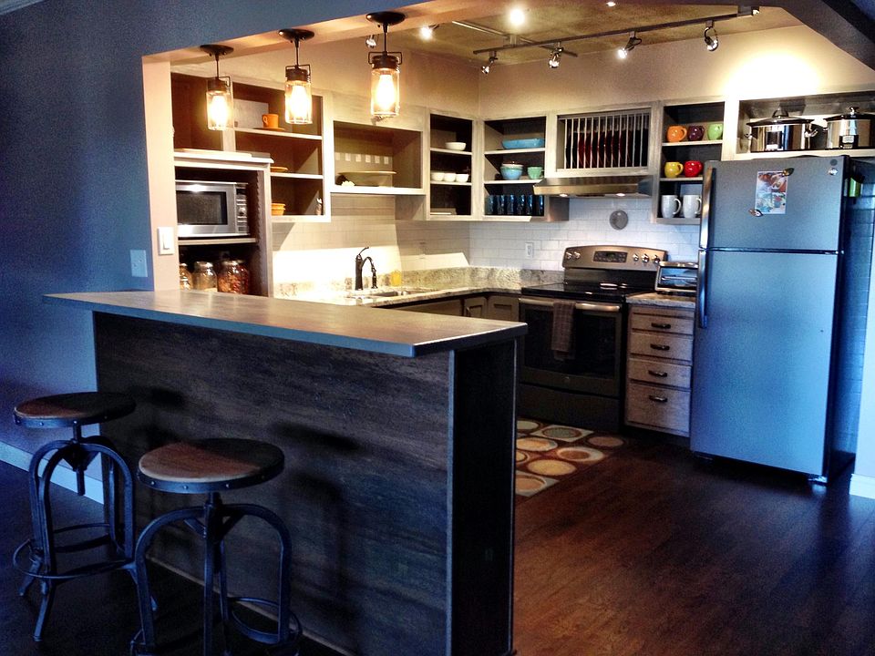 Modern kitchen with custom breakfast bar