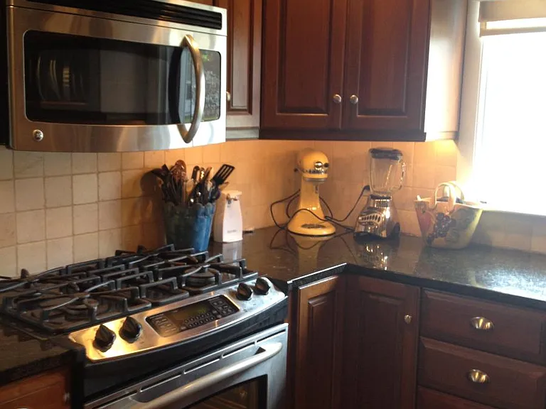 Kitchen Stainless Gas stove and microwave