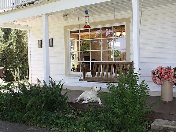 Porch Swing overlooking farm