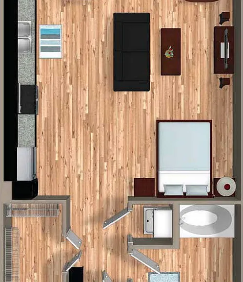 Cielo - E1 - 1 Beds - 1 Baths - 593 Sq. ft.