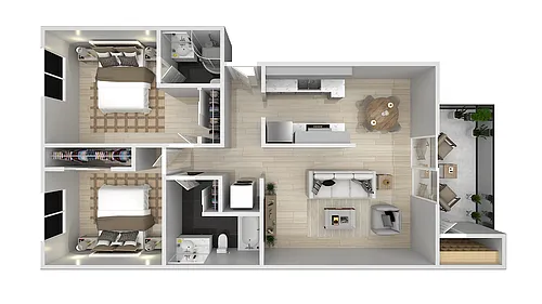 Floor plan Two Bedroom Two Bathroom B