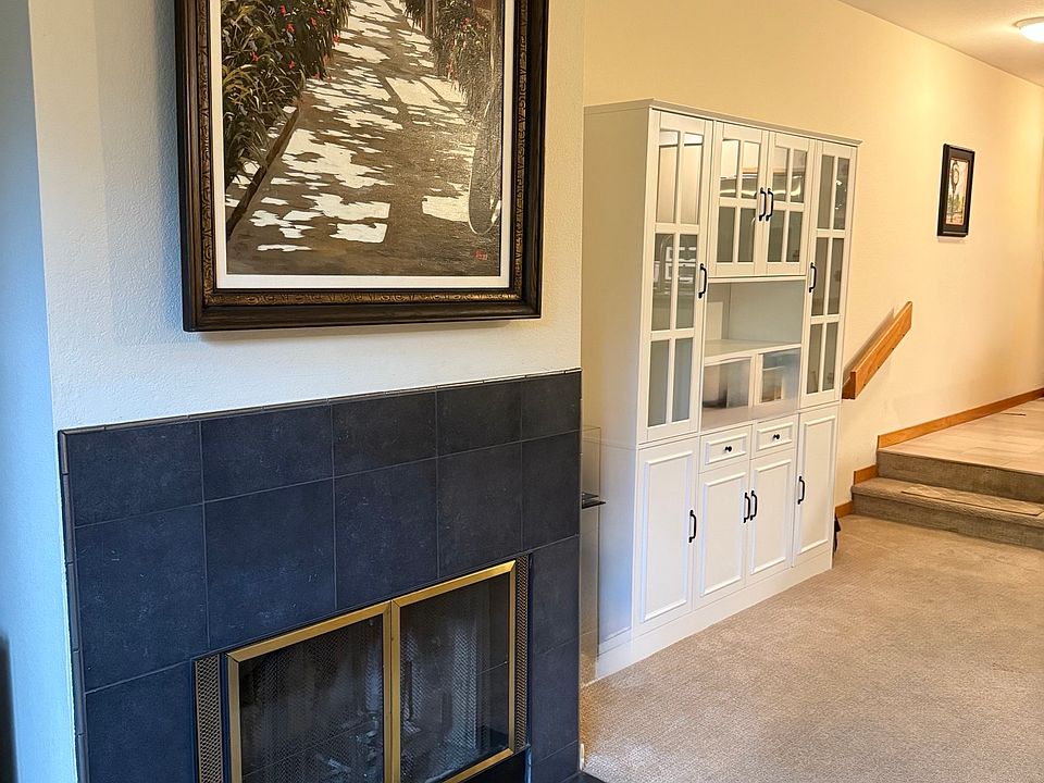 Wood fireplace.