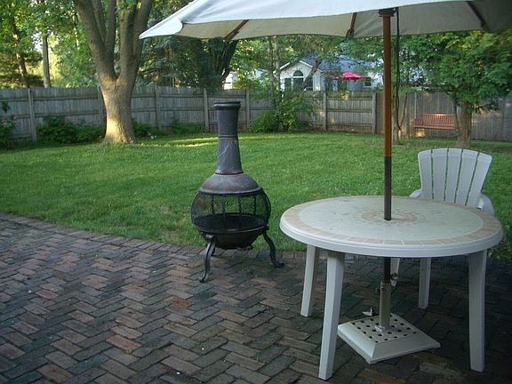 fenced back yard
