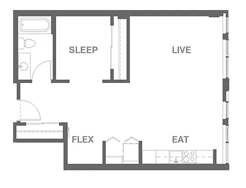 Floor plan 1x1 M Open