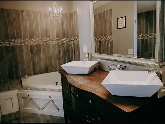 MasterBath includes huge walk in shower