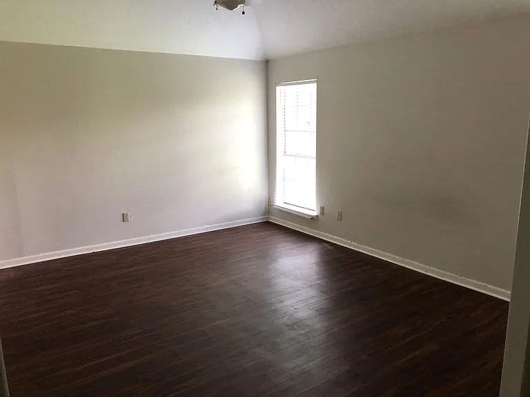 Camera person is standing in bathroom doorway looking into the master bathroom.