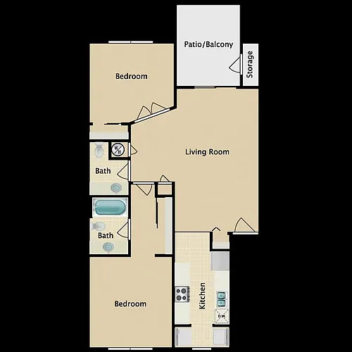 Floor plan 2 Bed 1.5 Bath