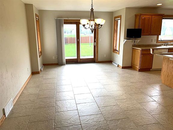 Dining area with tile floor