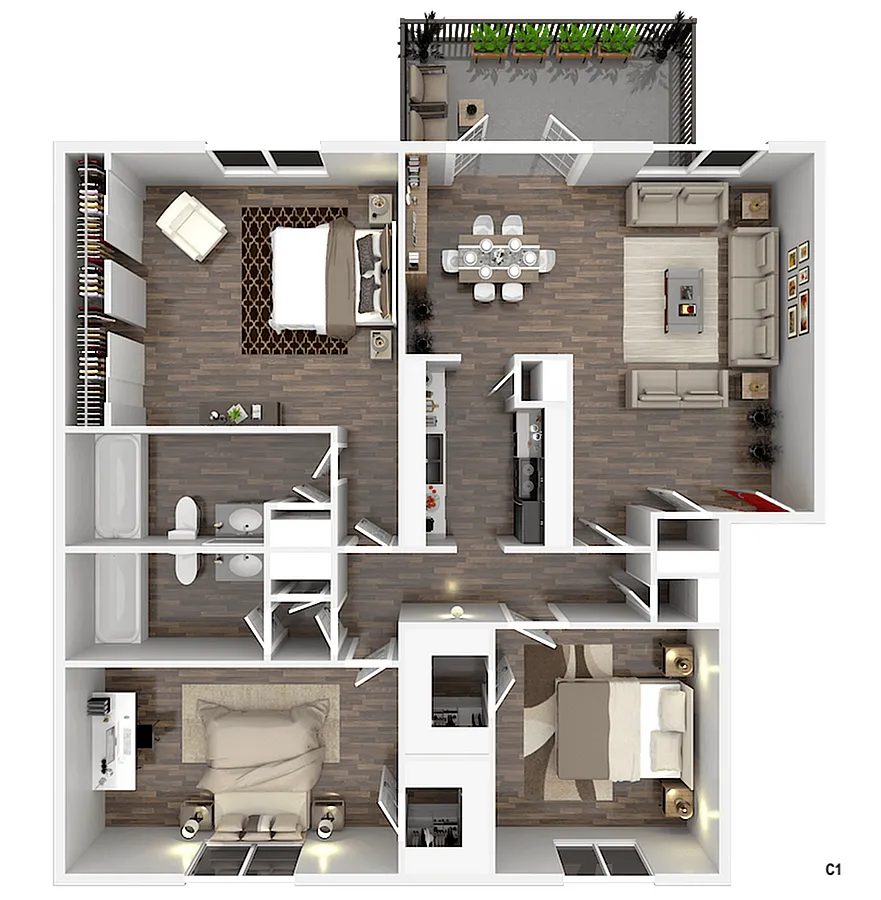 Floor plan Three Bedroom, Two Bathroom