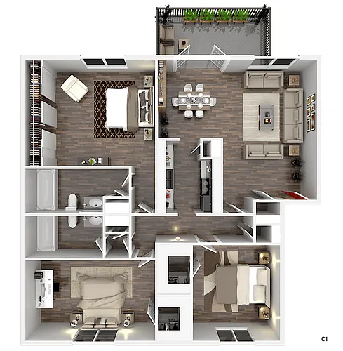 Floor plan Three Bedroom, Two Bathroom
