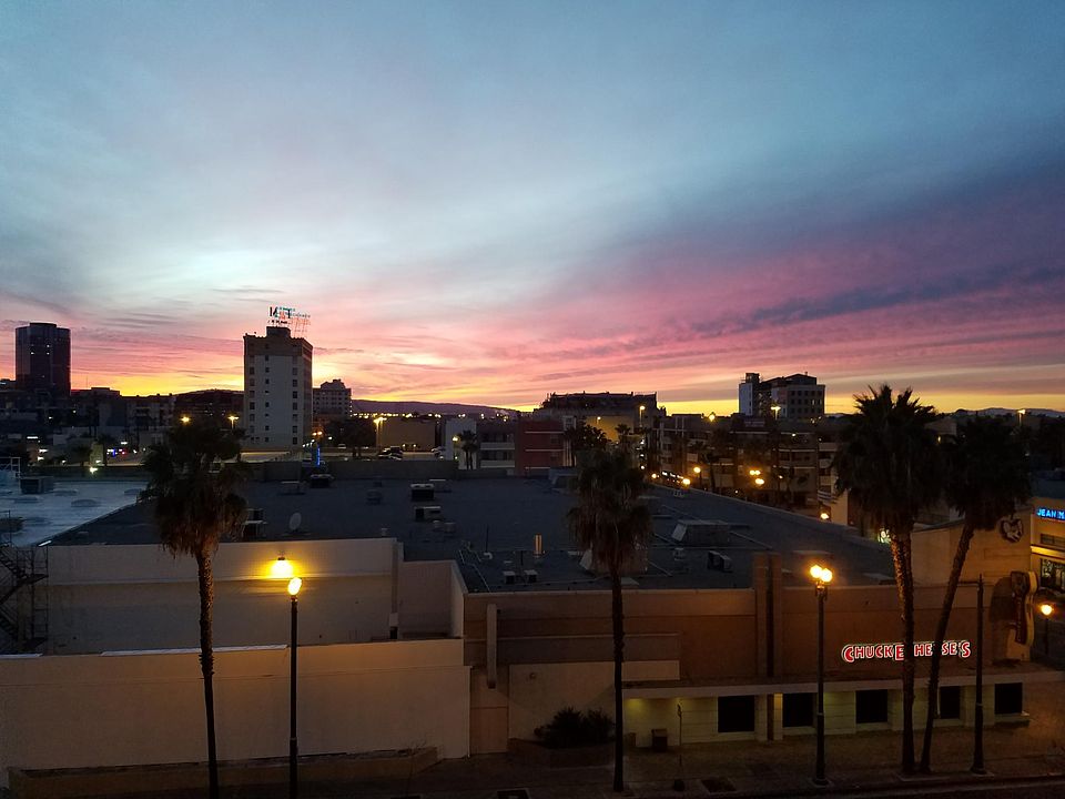 Sunset view from balcony of rental unit.