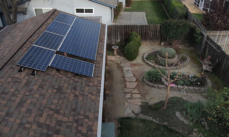 PV system and back yard.