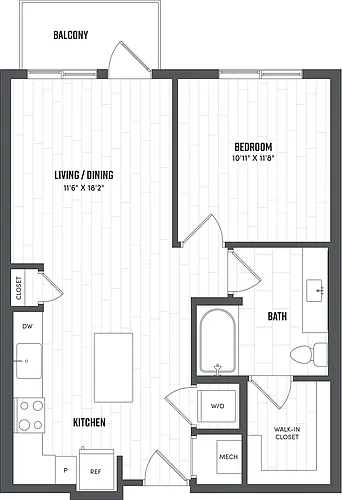 Floor plan 1 Bed/1 Bath-A1