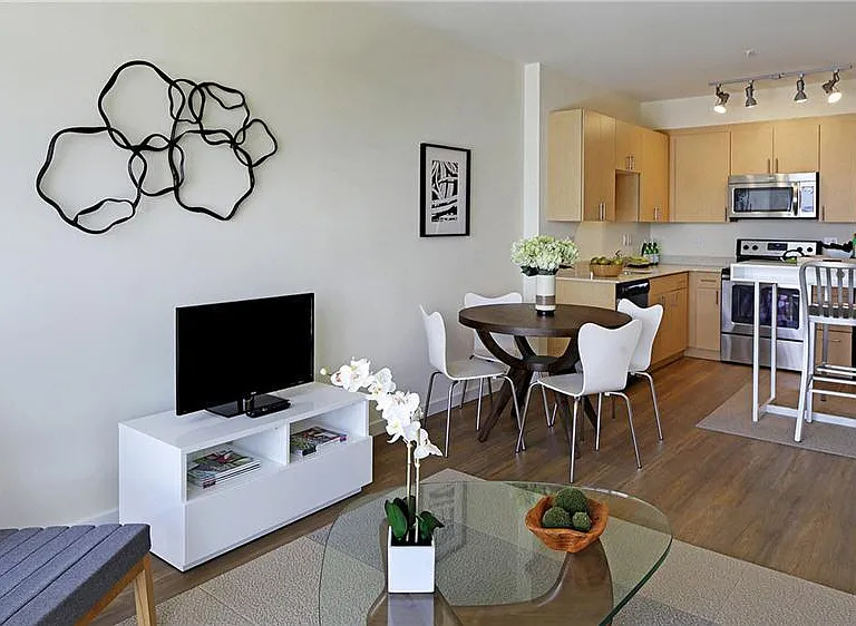 1 Bed + Alcove | Living to Kitchen