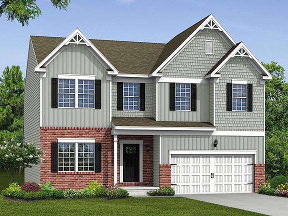 Elevation K Opt Carolina Partital Brick Facade, Porch, Garage Door