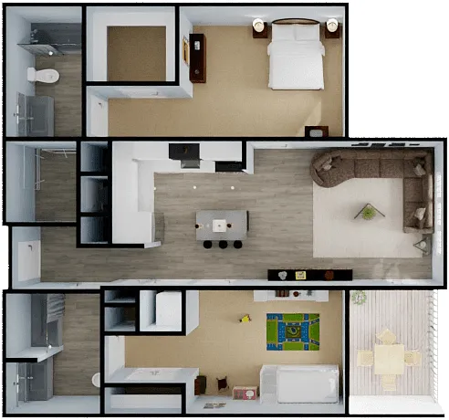 Floor plan Two Bedroom - 2A