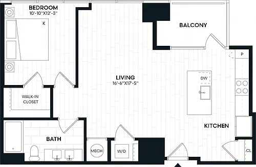 Floor plan 1 Bed/1 Bath-1H