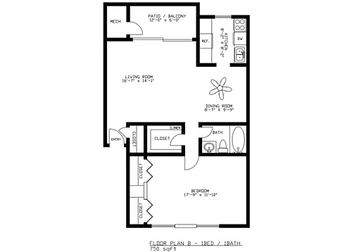 Floor plan ONE BEDROOM