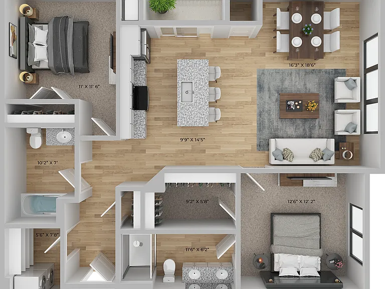 Unit-Type-2B-The-Square-1224-1229 - with Room Dimensions Unit-Type-2B-The-Square-1224-1229 - with Room Dimensions