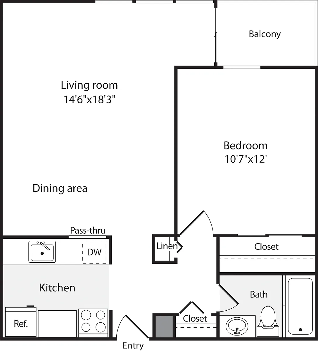 Floor plan 1 Bedroom L