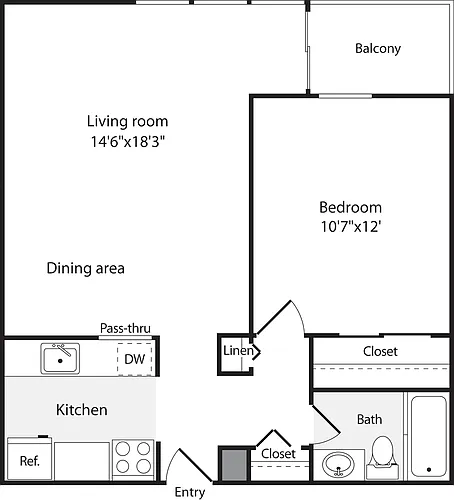 Floor plan 1 Bedroom L