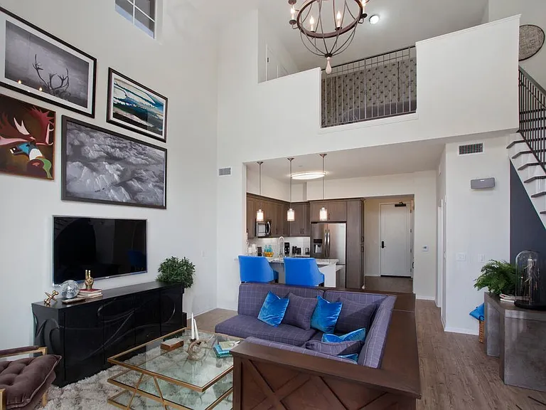 Living room with hard surface flooring