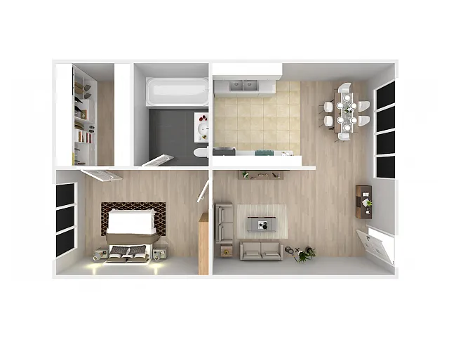 Floor plan 1 Bedroom 1 Bathroom Small