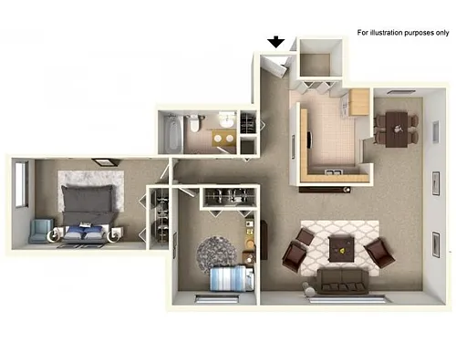 Floor plan 2 Bedroom 1 Bath (C)