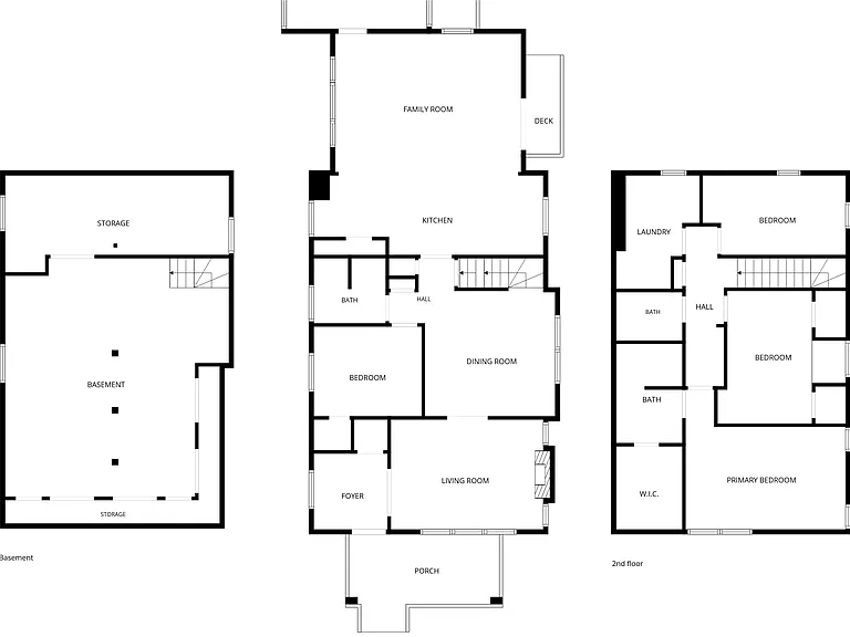 Floor plan showing all three finished levels