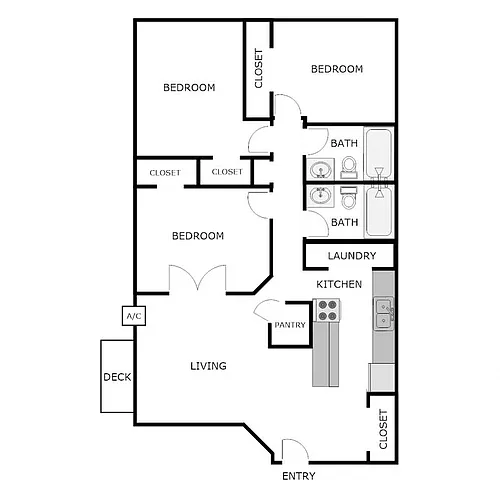 Floor plan 3 Bed 2 Bath
