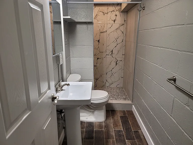 2nd bath -- beautiful marble shower