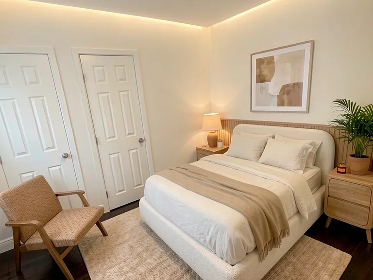 Bedroom 3 with AI inspired furniture for possibilities