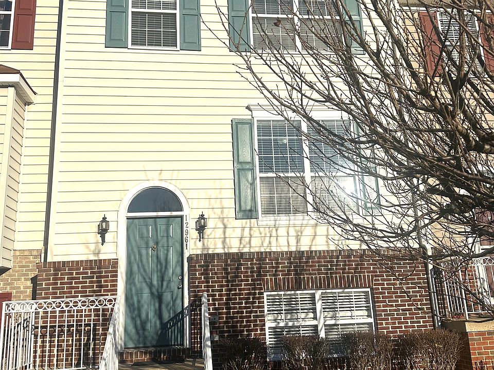 Winter shot of front of townhouse