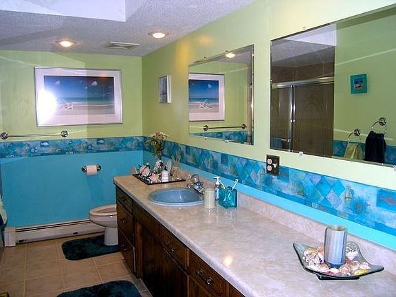 Lower level bathroom with tiled shower