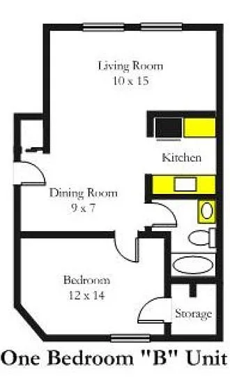 Floor plan 1BR - B Unit