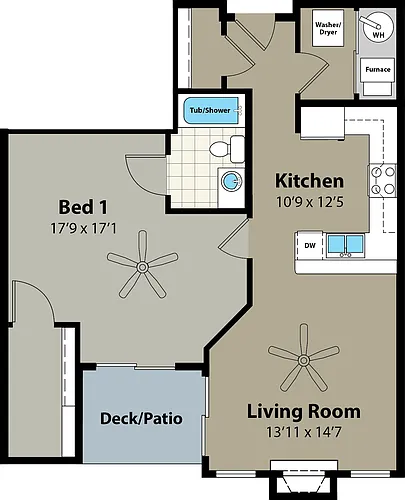 Floor plan 1G 860 sf