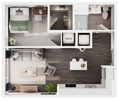 Floor plan 1x1 Premier Cypress